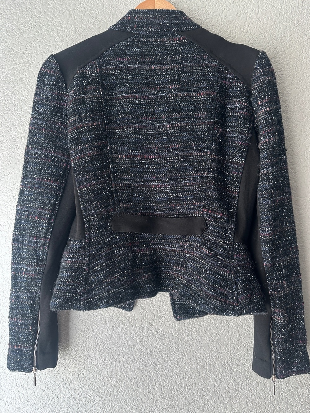 White House Black Market - Black Tweed Mixed-Media Blazer - Size 4 View 2
